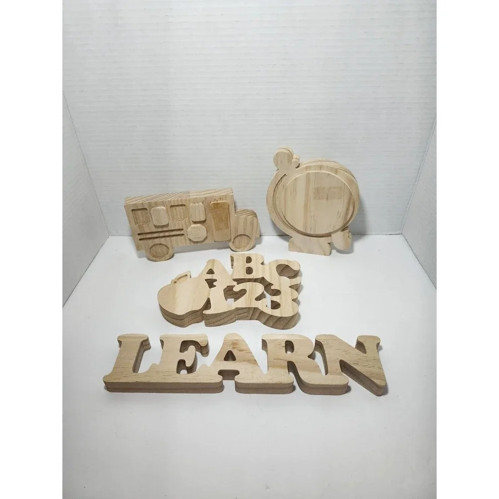 Lot Of 4 Solid Wood Classroom Cut Outs